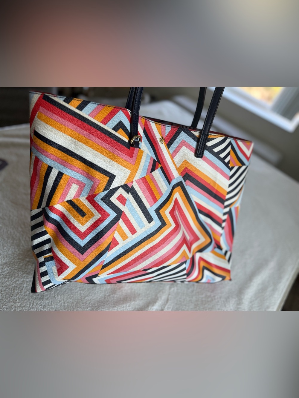 Tory Burch Coated Canvas T Print Tote - Picture 2 of 10